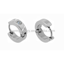 Silver Plated Unisex Clear Crystal Earrings in Stainless Steel charming style Stainless Steel HE-003